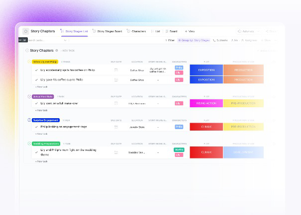 ClickUp Story Outline template :  Presentation Outline Template