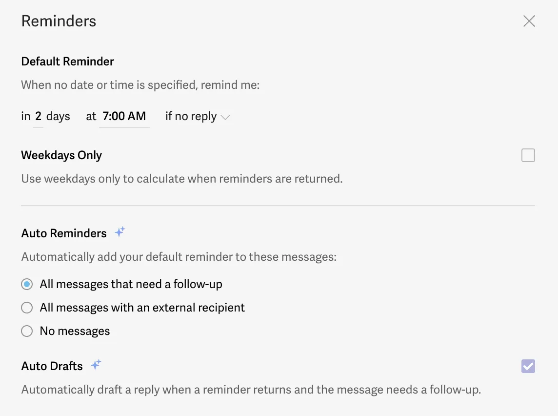 Follow-up reminders from Superhuman