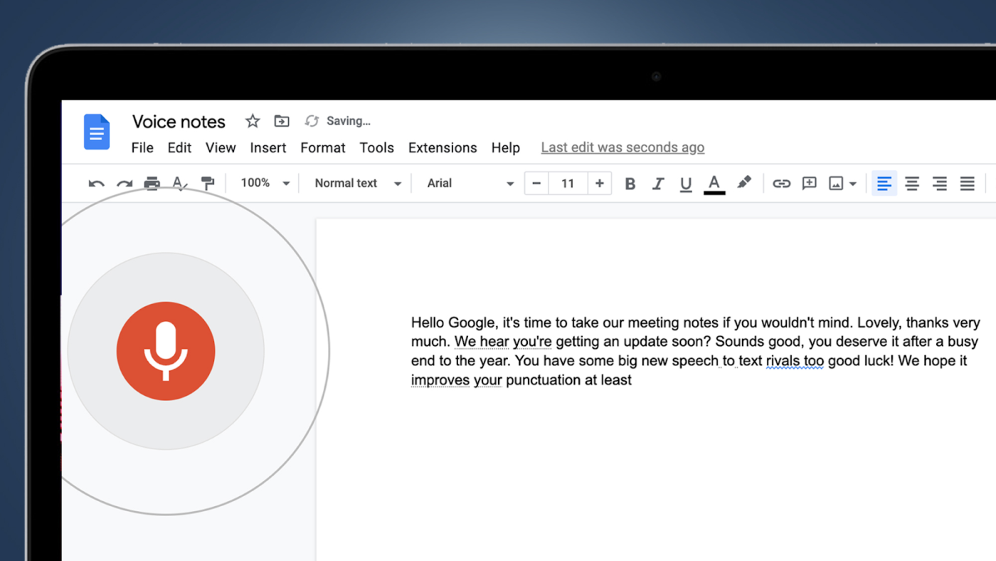 Google Docs Voice Typing Dashboard: Dictation.io Alternative