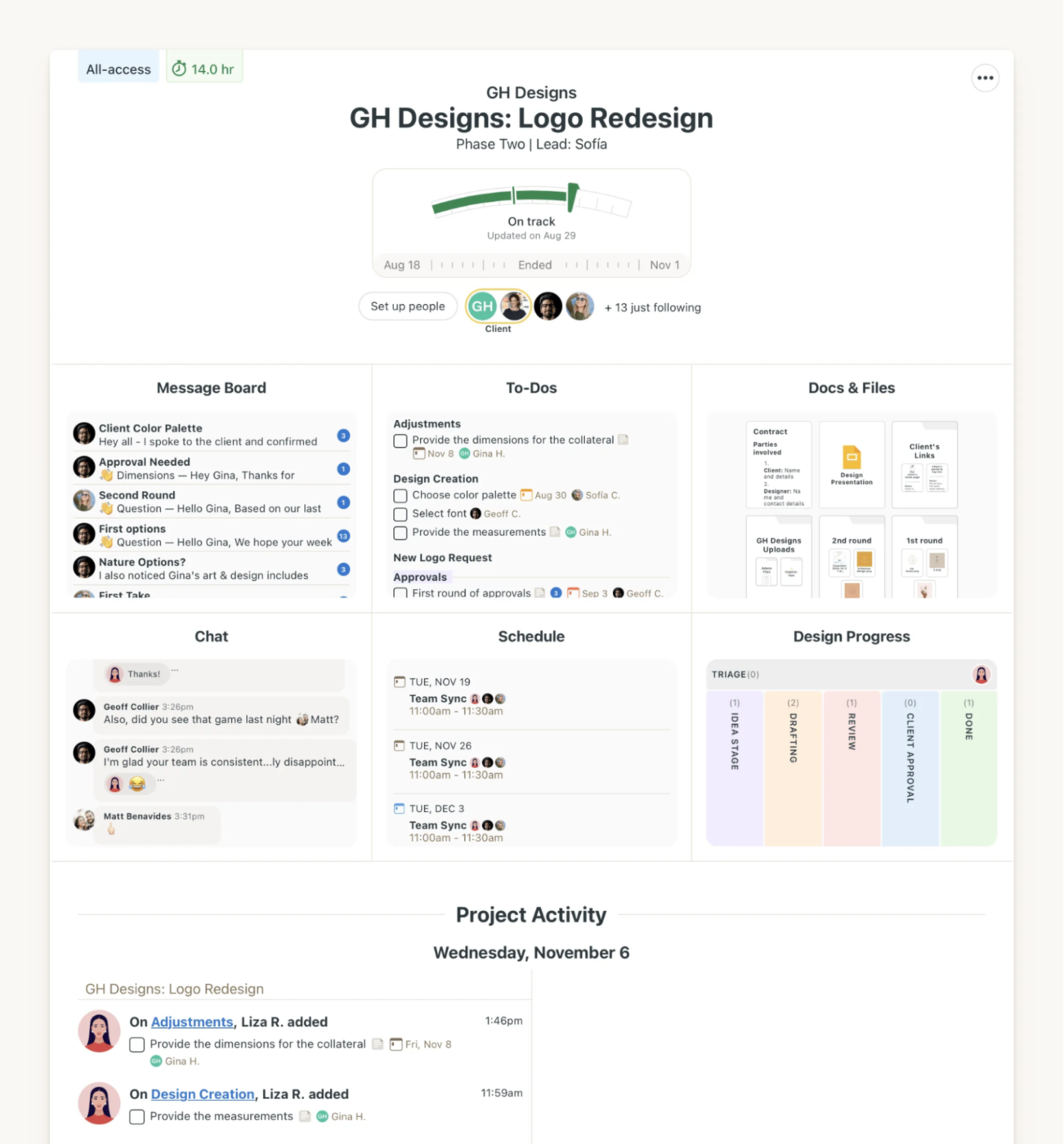Basecamp (Best for simplifying team communication and project docs in one place)