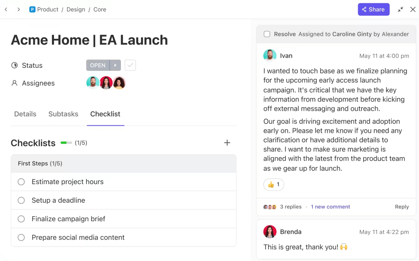  ClickUp Comments: Project Efficiency
