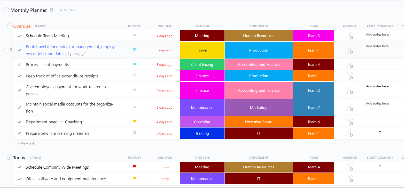 ClickUp Monthly Planner