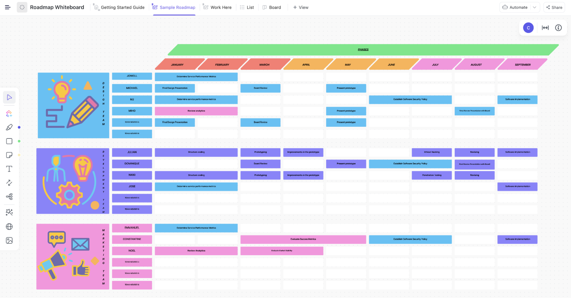 ClickUp Roadmap Whiteboard Template