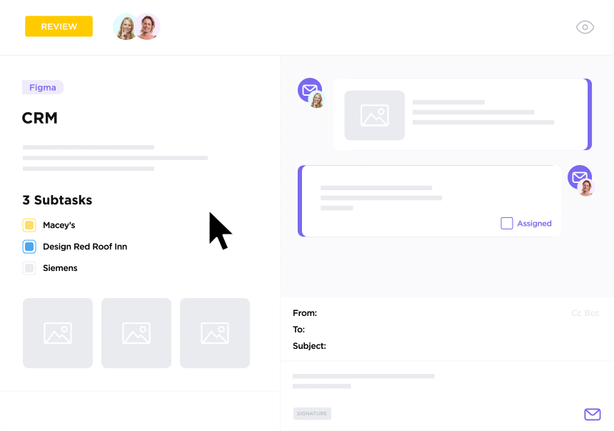 Project management via email di ClickUp