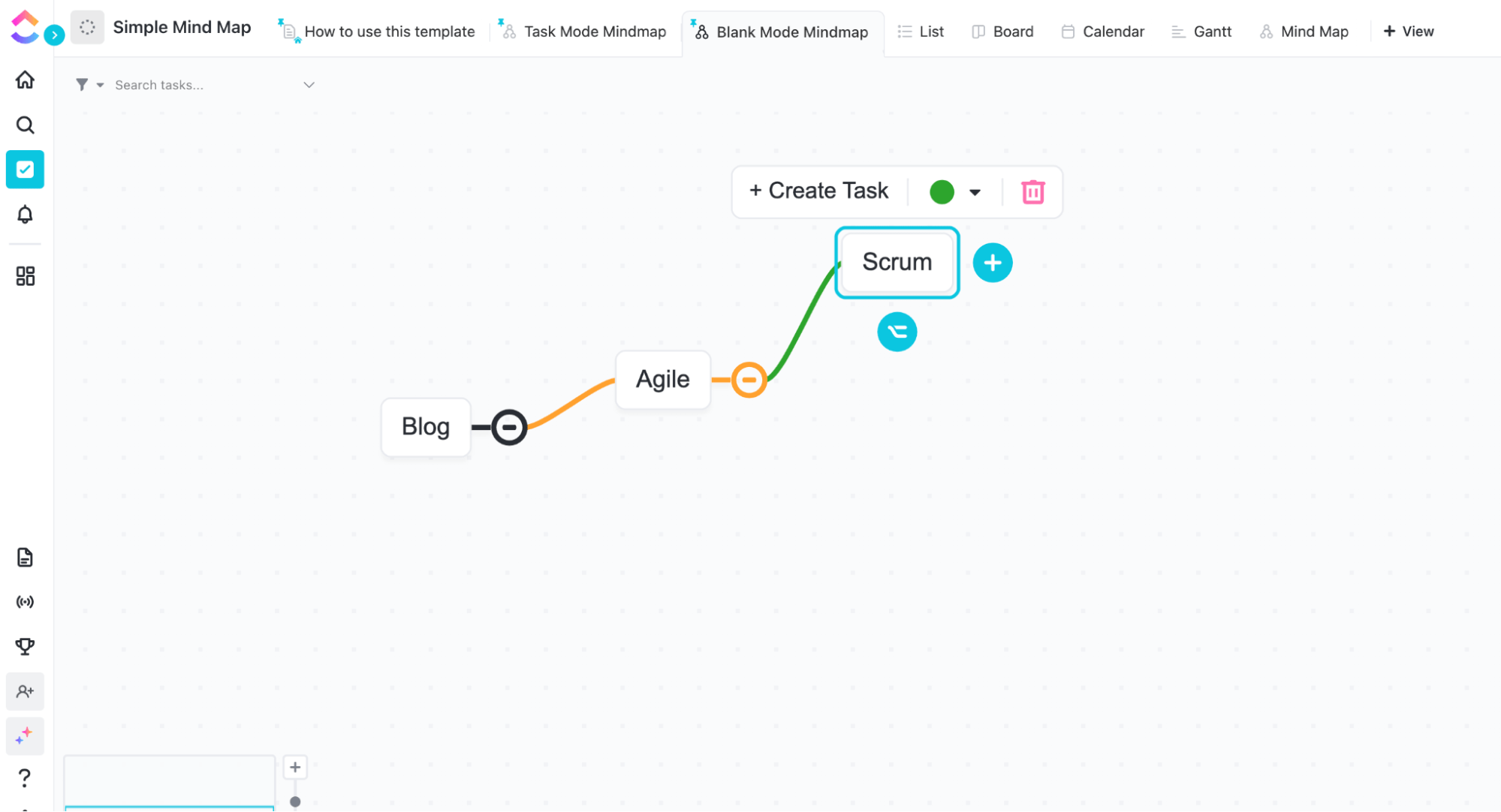 Die einfache Mindmap von ClickUp
