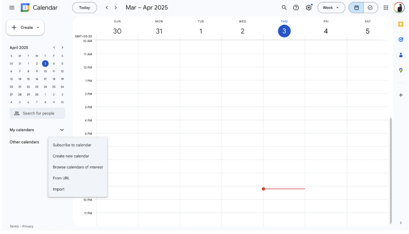 Create a new project calendar