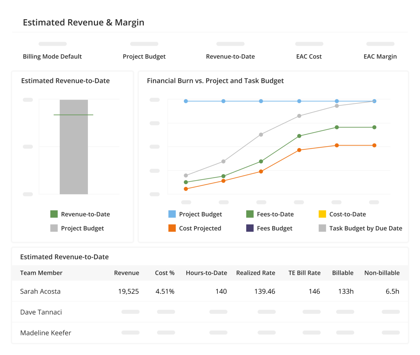 Kantata Dashboard: Marketing Budget  Software