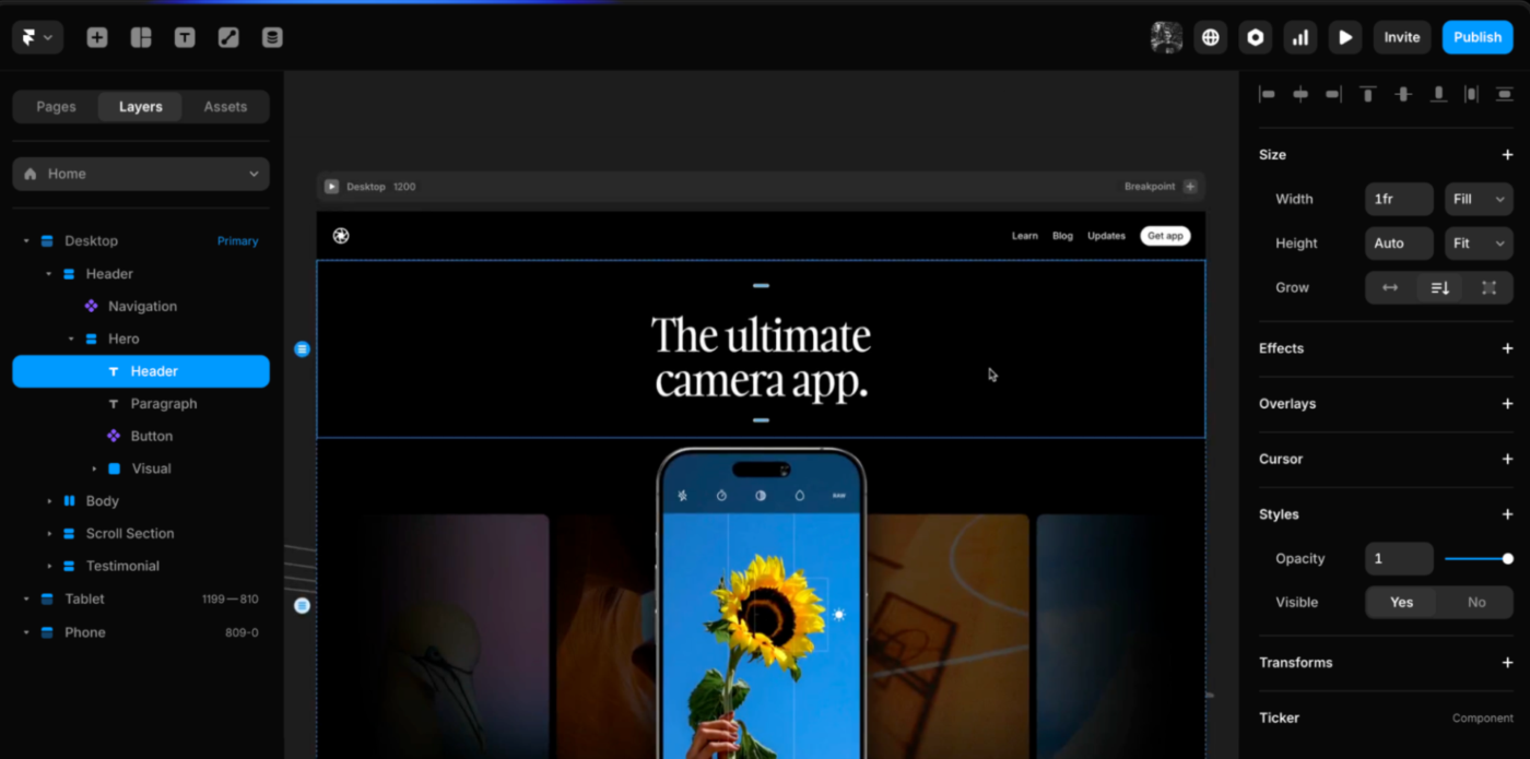 Framer (Best for interactive website design and real-time prototyping)