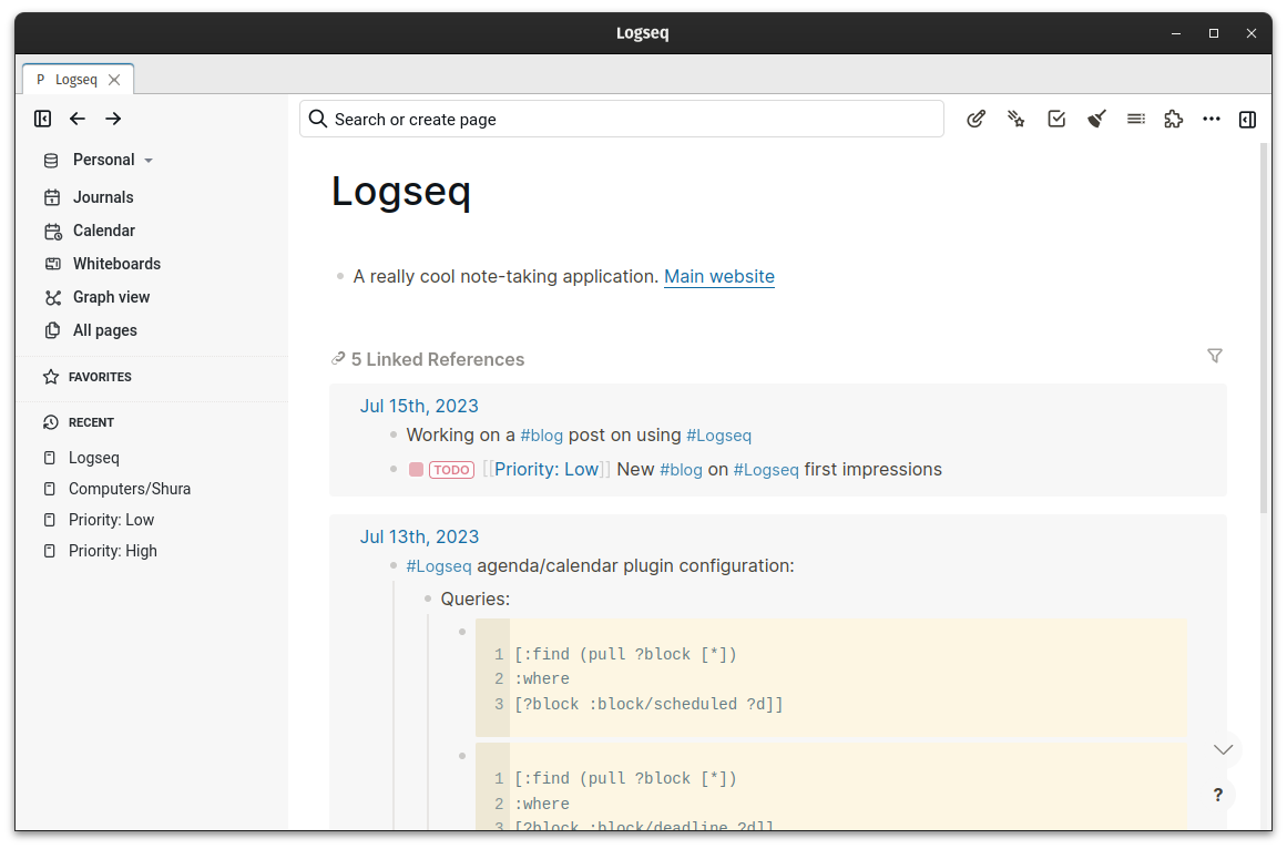 Painel do Logseq