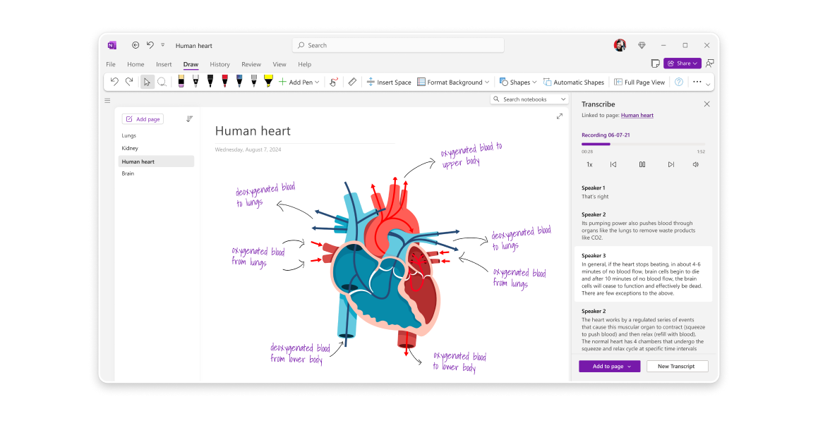 Painel do Microsoft OneNote