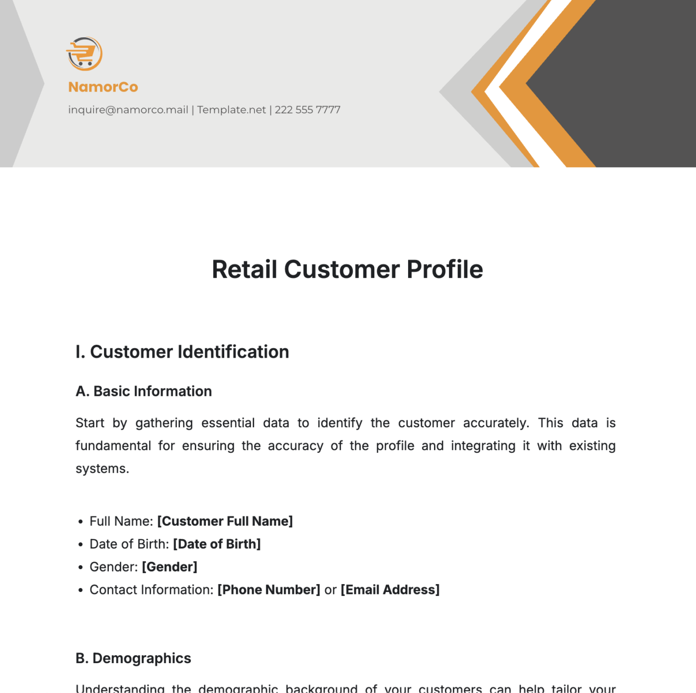  Retail Customer Profile Template by Template.Net: client profile template
