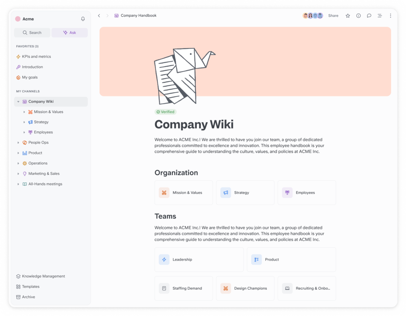 Slite (Best for async documentation and lightweight internal wikis): Coda Alternatives