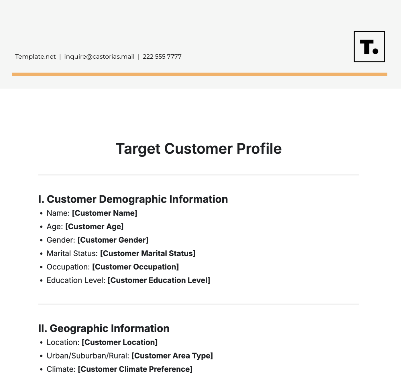 Target Customer Profile Template by Template.Net: client profile template

