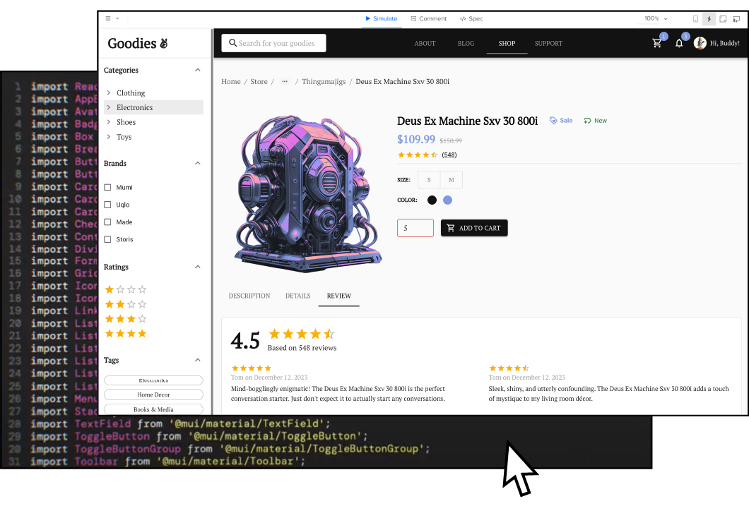 UXPin (Best for interactive prototyping with real code components)