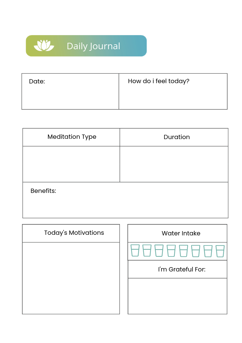 Yoga/Meditation Planner Template by Template.net: fitness journal template