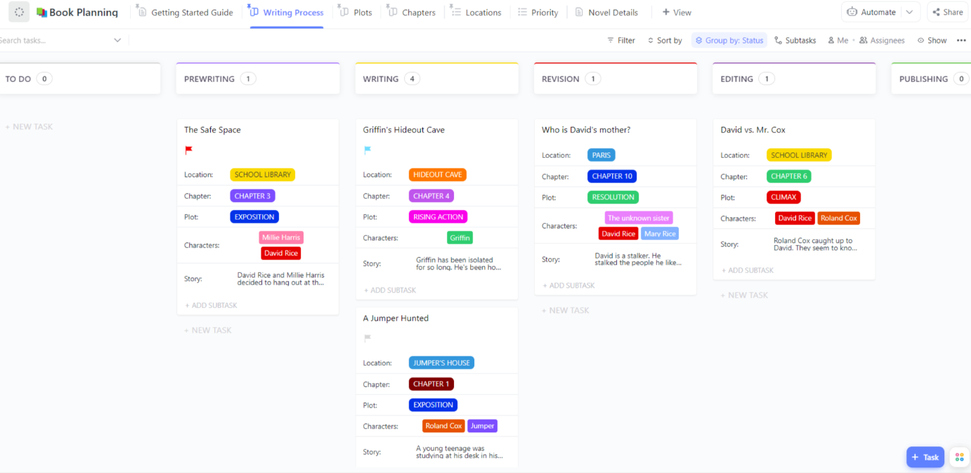 Character Sheet Template: ClickUp Book Planning Template