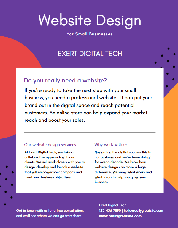 Website Design Corporate Business Sell Sheet by Canva