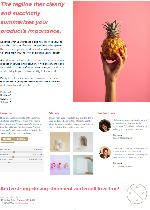 Sell Sheet Template: Sale Sheet Template by Xtensio