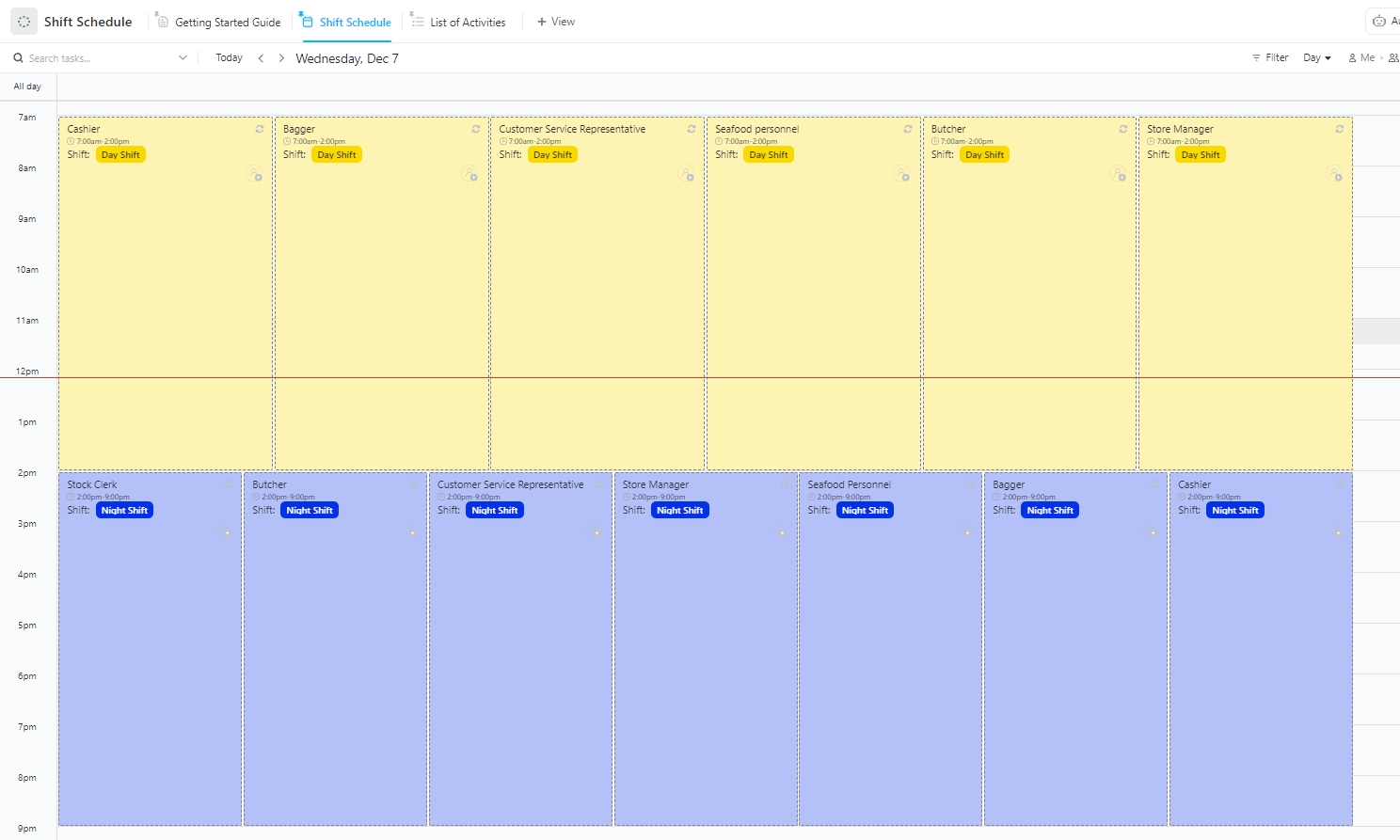 ClickUp Work Shift Schedule Template