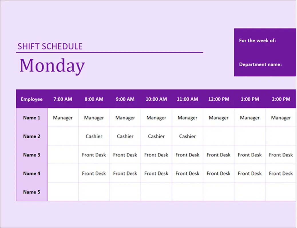 Time Blocking Template Excel: Excel Employee Shift Schedule Template by Microsoft