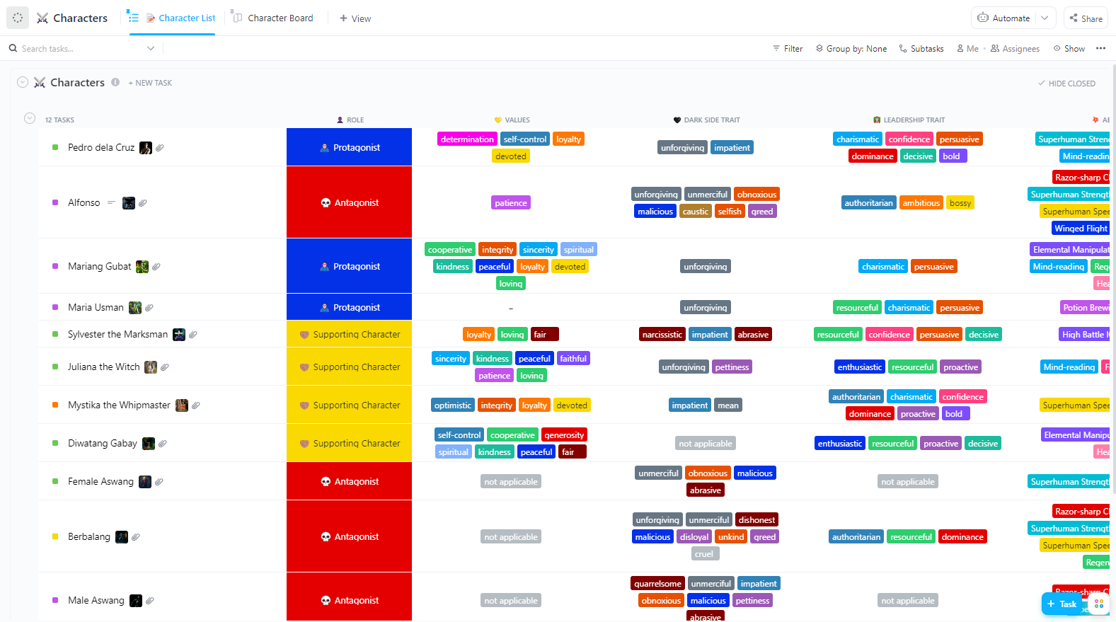 ClickUp Story Planning Template