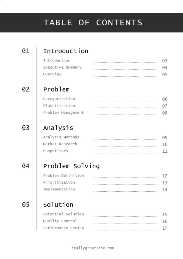 Table of Contents Template: Table of Contents Template by Canva