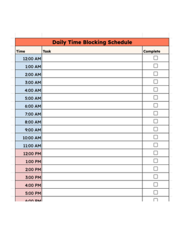 Excel Time Blocking Template by HubSpot