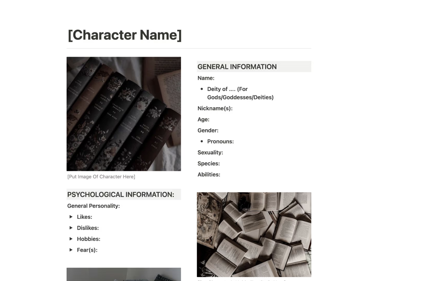 Notion Character Sheet Template by Skylar