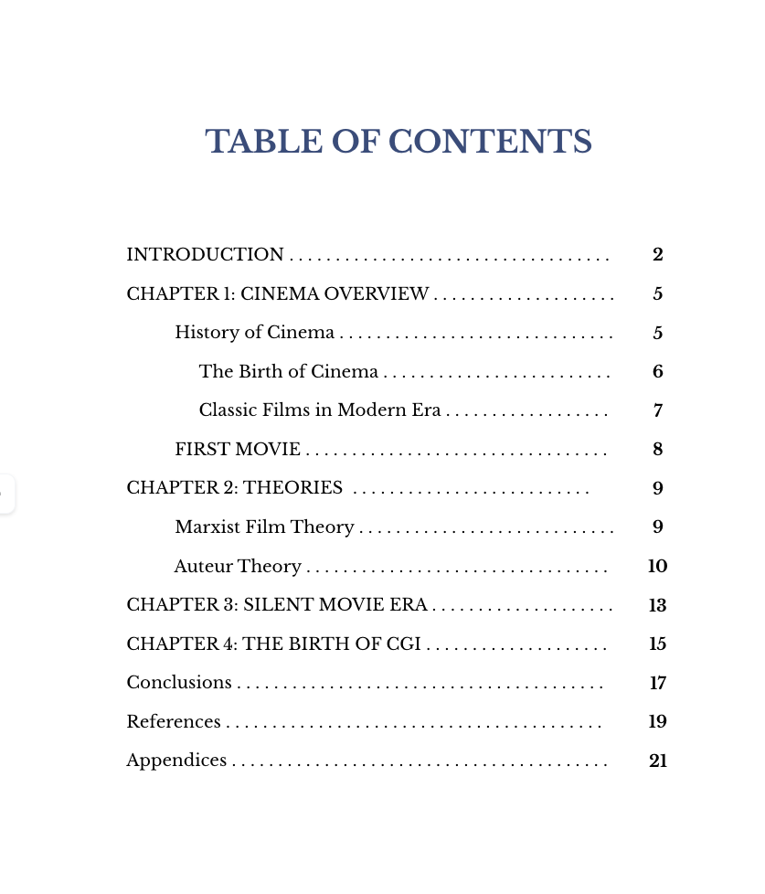Table of Contents Template by Template.Net