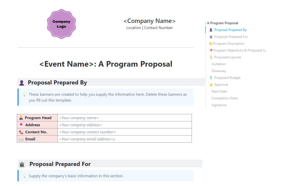 ClickUp Program Proposal Template