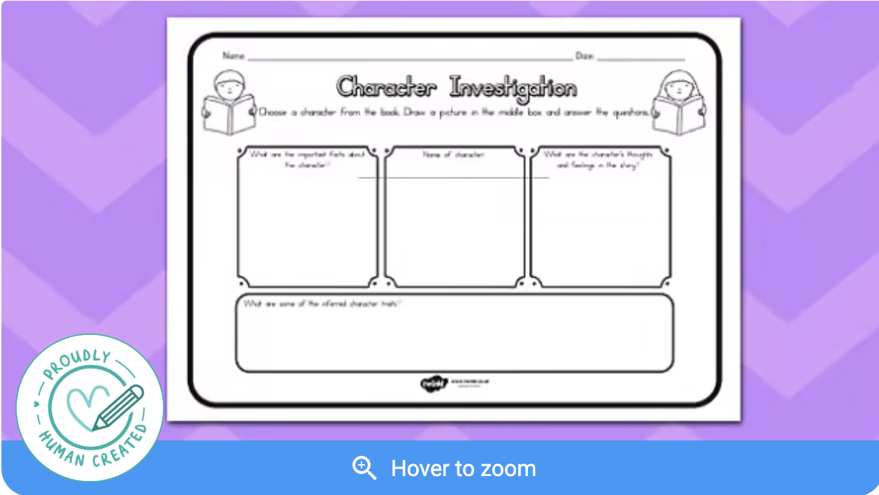 Character Sheet Template: Twinkl Character Investigation Comprehension Worksheet