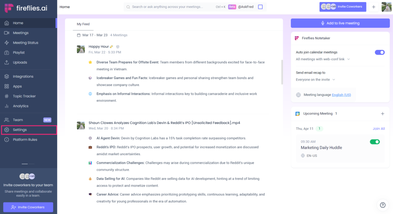 Fireflies: Best for HIPAA-compliant meeting transcription and healthcare collaboration