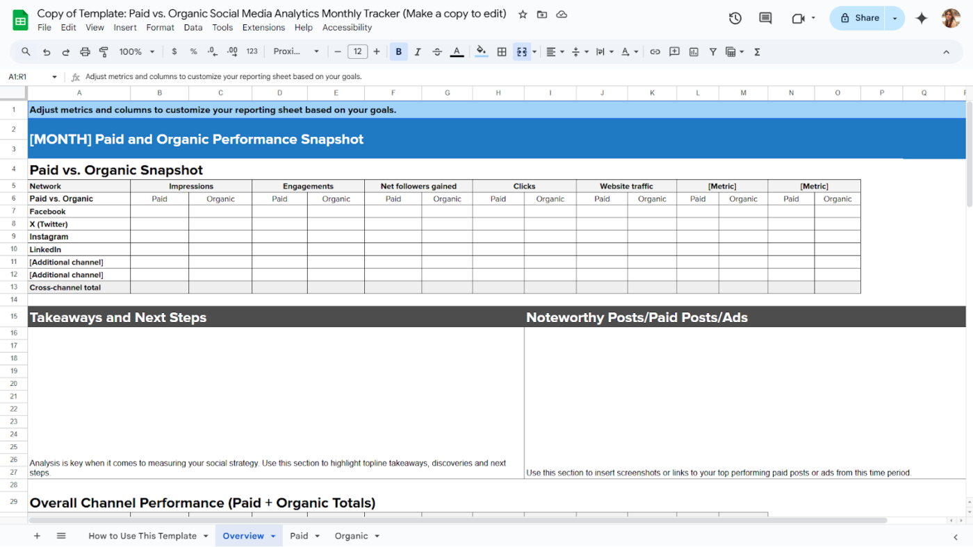 The Social Media Analytics Spreadsheet Template by Sprout Social