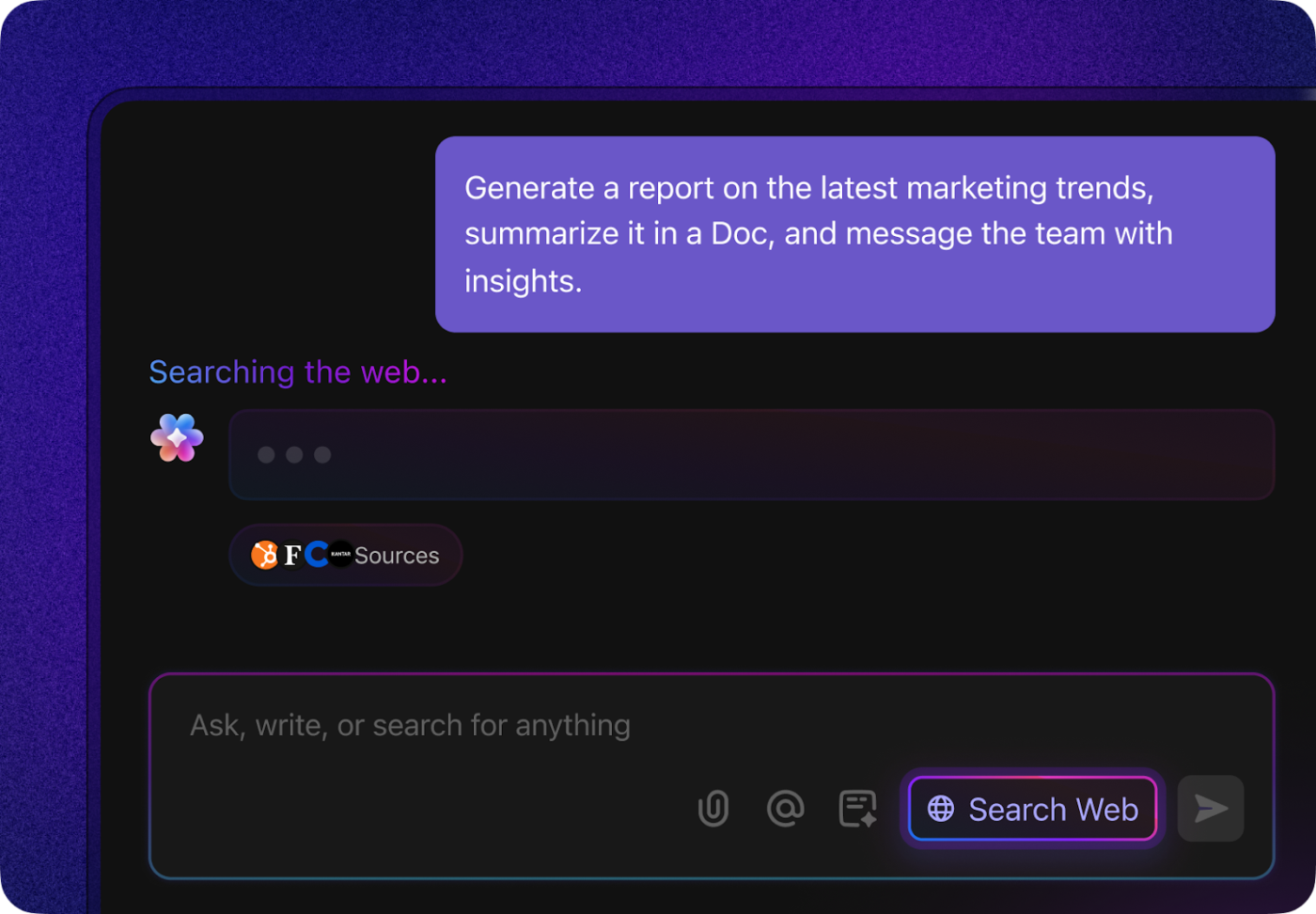 Real-time web search with ClickUp Brain