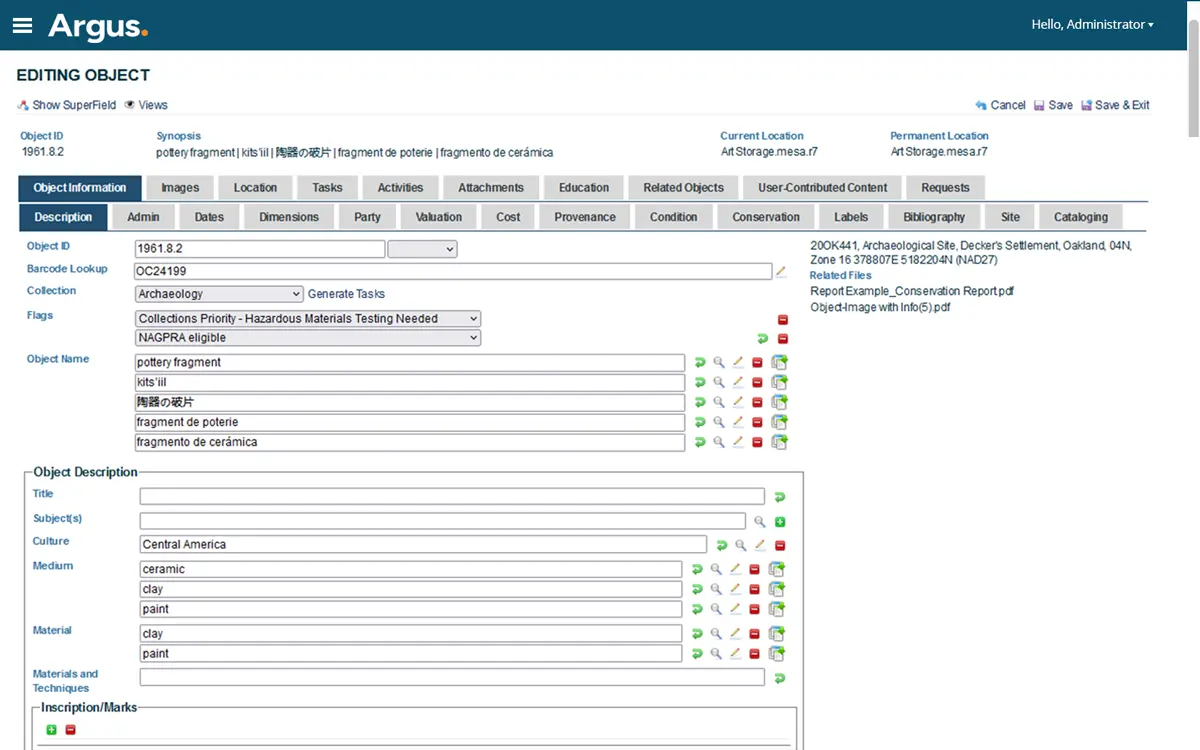 Argus: collection tracking software