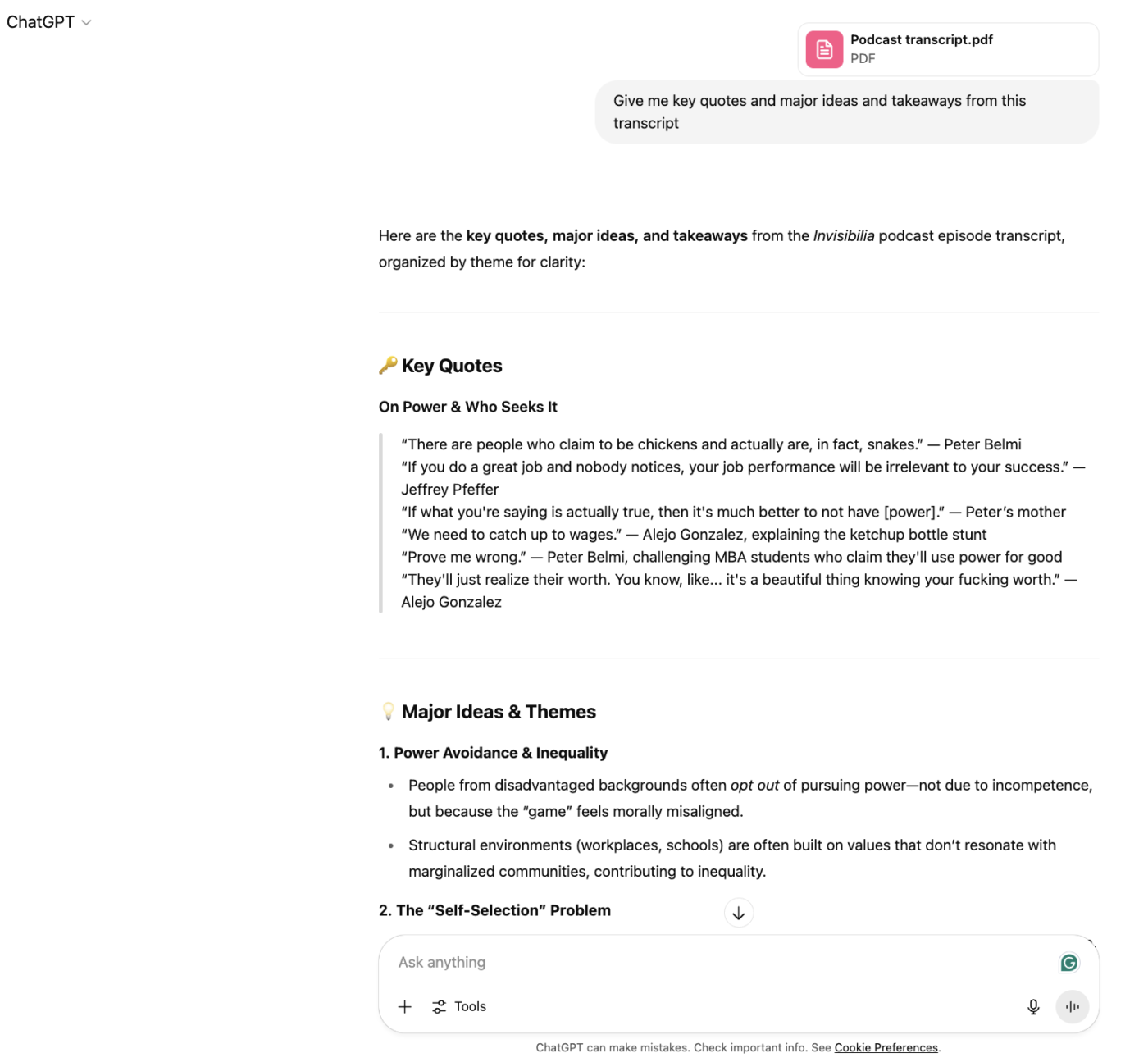 ChatGPT Audio Transcription