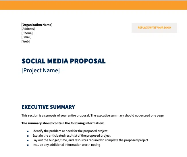 Social Media Marketing Proposal Template by Hootsuite