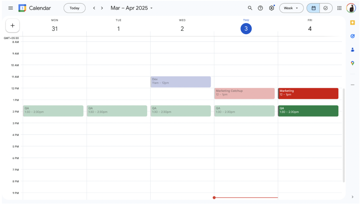Use the 'Schedule' view to visualize the timeline