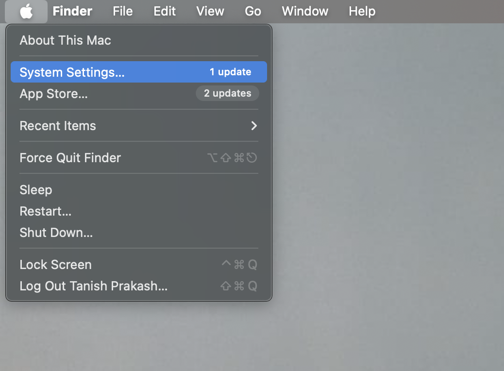 Apple menu