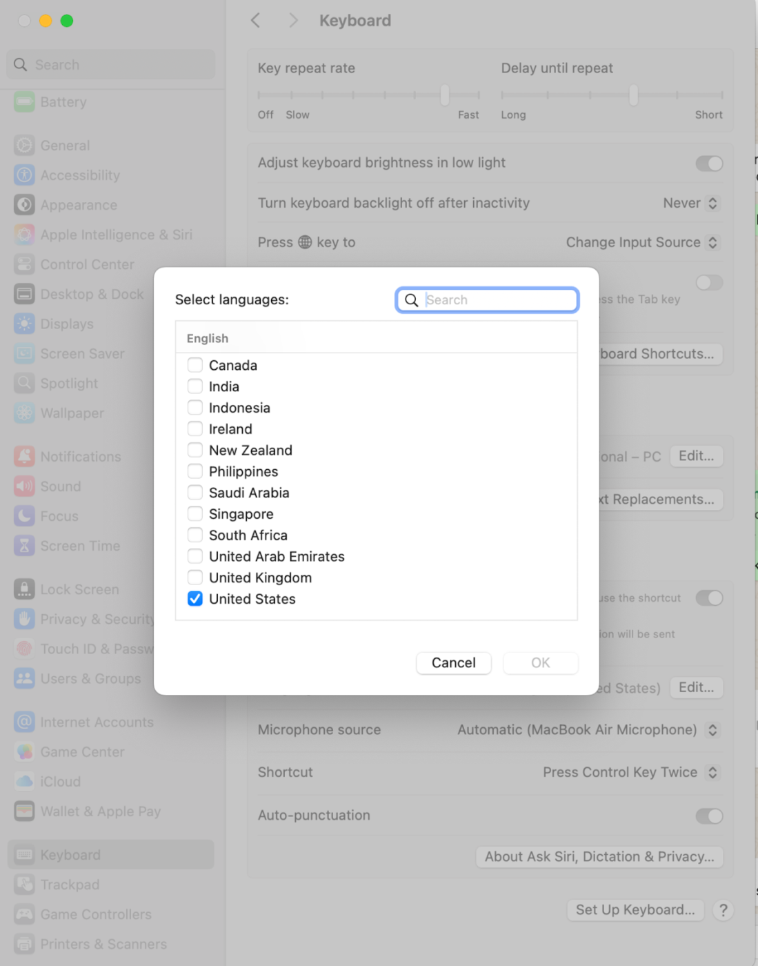 Select the languages under Detection settings