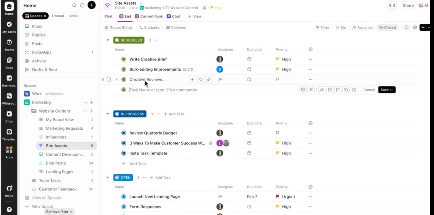 ClickUp Tasks: Version Control Project Management