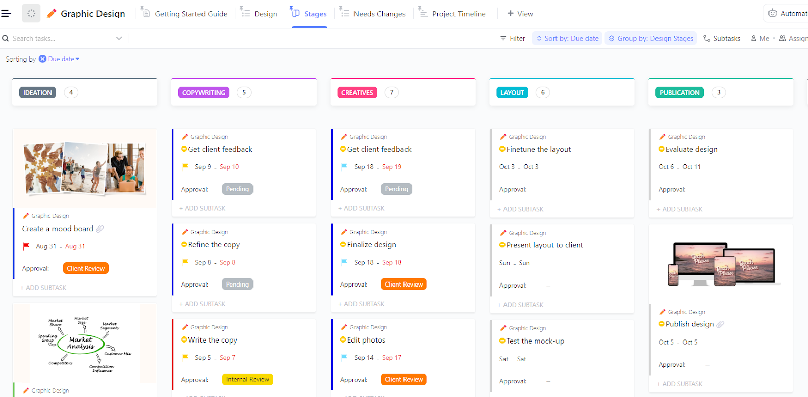 Simplify design workflow and stay on track  with the ClickUp Graphic Design Template