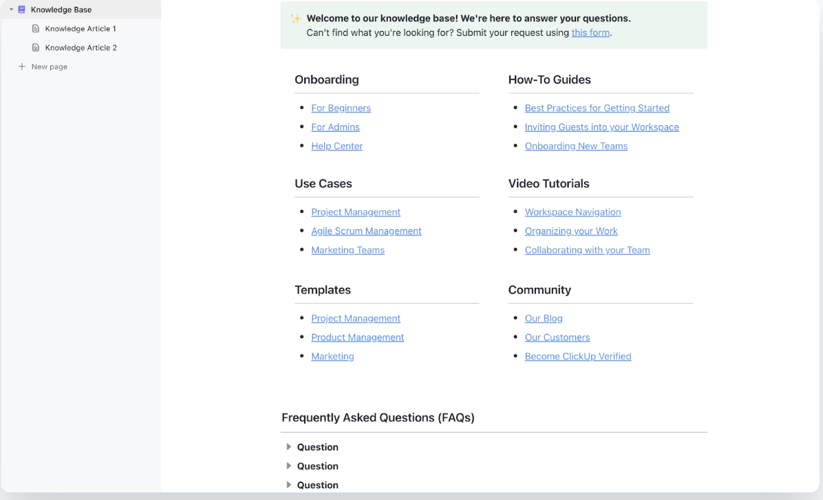 ClickUp Knowledge Base 