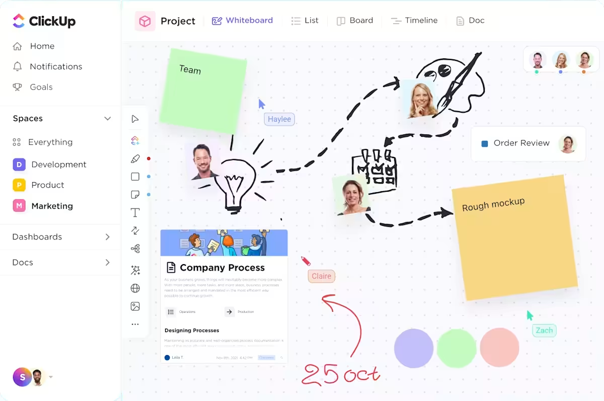 ClickUp Whiteboards