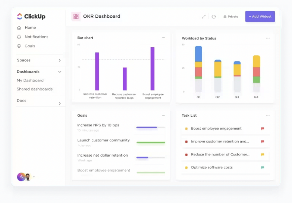 Ví dụ về doanh nghiệp cá thể trên bảng điều khiển ClickUp