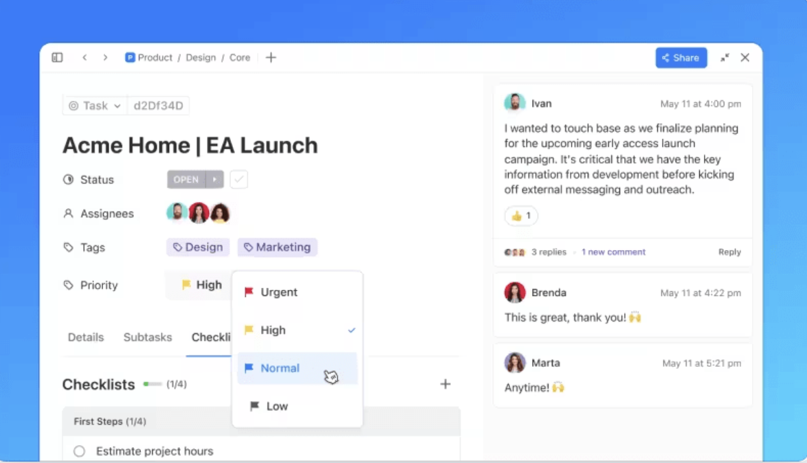 Giải pháp Quản lý Dự án ClickUp
Ví dụ về Doanh nghiệp Cá nhân