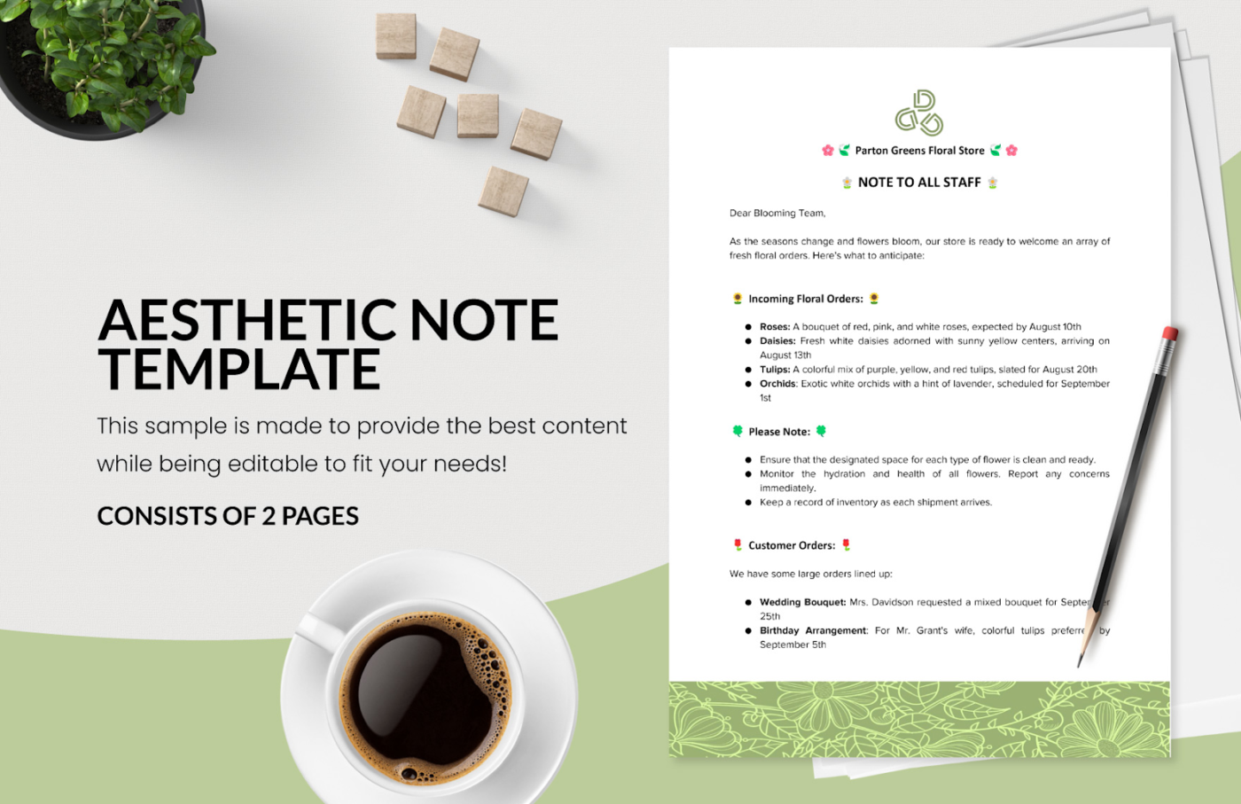 Modelo de nota estética: modelos estéticos do Google Docs