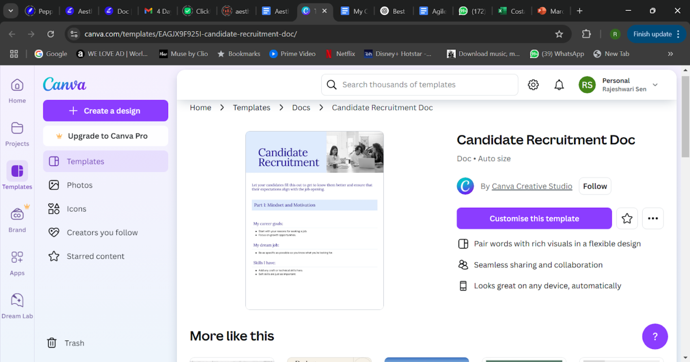 O Documento de Recrutamento de Candidatos: modelos estéticos do Google Docs