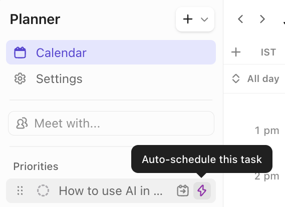 Auto-block time for priority tasks using ClickUp's AI Calendar