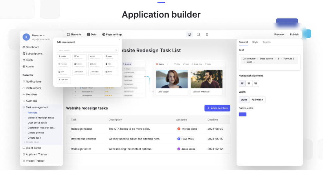Application Builder on Baserow
